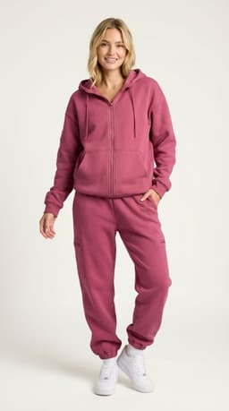 Dark red zip-up hoodie — product flat lay