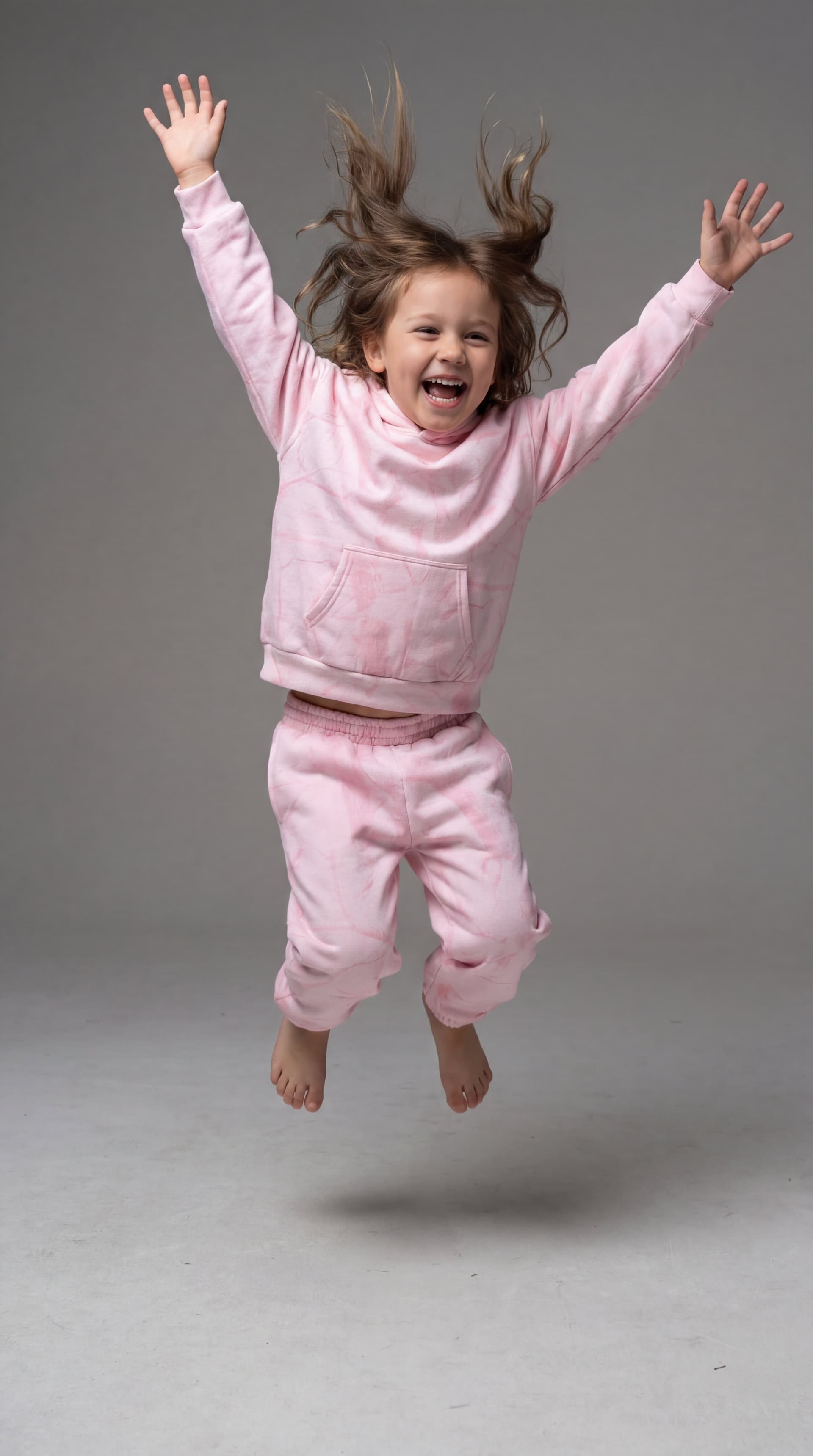 Kids pink marble tie-dye hoodie and jogger set